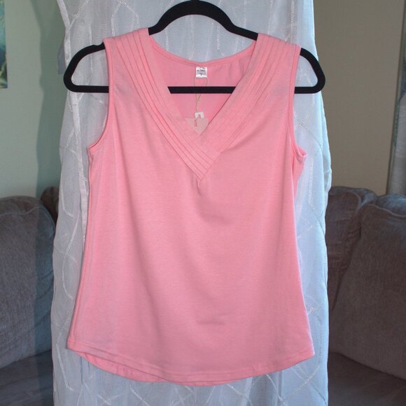 ELGOGY V-Neck Pink Tank Top - Picture 1 of 5
